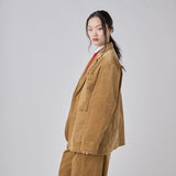 ¥【予約商品|10月中旬お届け】Embroidered Corduroy Jacket「marina-moji003」 Beigemarina