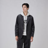 ¥【予約商品|10月中旬お届け】Embroidered Corduroy Jacket「marina-moji003」 Charcoalmarina