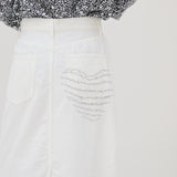 デニムスカート(ホワイト)「heart-mm2024」