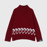 【HEART】 Bicolor Knit Pullover Bordeaux