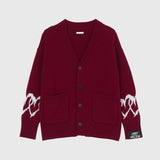 【HEART】 Bicolor Knit Cardigan Bordeaux