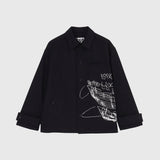 Hand-Screen Printed Coach Jacket「楽譜 spiritoso」