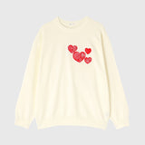 Tricot brodé cœur, coloris écru