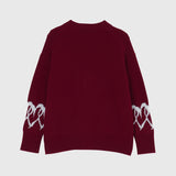 【HEART】 Bicolor Knit Cardigan Bordeaux