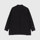 Textured Embroidered Band Collar Shirt「楽譜(No.2)」 Black