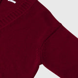 【HEART】 Bicolor Knit Cardigan Bordeaux
