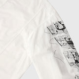 Textured Embroidered Band Collar Shirt「楽譜(No.2)」 White
