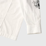 Textured Embroidered Band Collar Shirt「楽譜(No.2)」 White