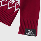 【HEART】 Bicolor Knit Pullover Bordeaux