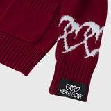 【HEART】 Bicolor Knit Cardigan Bordeaux