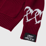 【HEART】 Bicolor Knit Cardigan BordeauxHERALBONY
