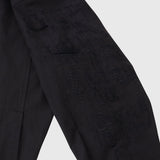 Textured Embroidered Band Collar Shirt「楽譜(No.2)」 Black
