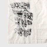 Textured Embroidered Band Collar Shirt「楽譜(No.2)」 White