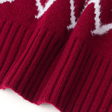 【HEART】 Bicolor Knit Pullover Bordeaux
