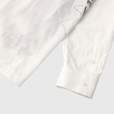 Textured Embroidered Band Collar Shirt「楽譜(No.2)」 White
