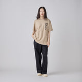 【HEART】Logo T-Shirt Vertical Triple Heart Beige