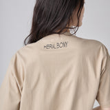 【HEART】Logo T-Shirt Vertical Triple Heart Beige