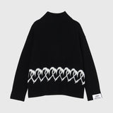 【HEART】 Bicolor Knit Pullover Black
