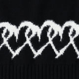 【HEART】 Bicolor Knit Pullover Black