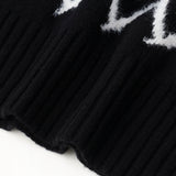 【HEART】 Bicolor Knit Pullover Black
