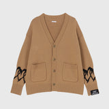 【HEART】 Bicolor Knit Cardigan Beige