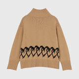 【HEART】 Bicolor Knit Pullover Beige