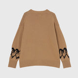 【HEART】 Bicolor Knit Cardigan Beige