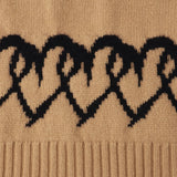 【HEART】 Bicolor Knit Pullover Beige