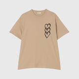 【HEART】Logo T-Shirt Vertical Triple Heart Beige