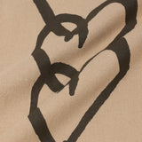 【HEART】Logo T-Shirt Vertical Triple Heart Beige