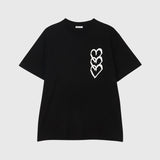 【HEART】Logo T-Shirt Vertical Triple Heart Black