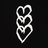 【HEART】Logo T-Shirt Vertical Triple Heart Black