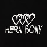 【HEART】Logo T-Shirt Horizontal Triple Heart Black