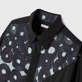 ¥【予約商品|7月末お届け】デザインシャツ(ショルダー切替) 「(無題)(丸)」 ブラックSanae Sasaki