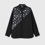 ¥【予約商品|7月末お届け】デザインシャツ(ショルダー切替) 「(無題)(丸)」 ブラックSanae Sasaki