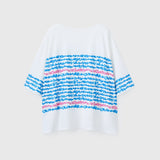 ¥【予約商品|8月末〜9月上旬お届け】アートボーダーチュニックTシャツ「blue brush - mm2025」marina