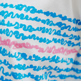 ¥【予約商品|8月末〜9月上旬お届け】アートボーダーチュニックTシャツ「blue brush - mm2025」marina