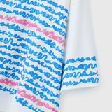 ¥【予約商品|8月末〜9月上旬お届け】アートボーダーチュニックTシャツ「blue brush - mm2025」marina