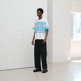 ¥【予約商品|8月末〜9月上旬お届け】アートボーダーTシャツ「blue brush - mm2025」marina