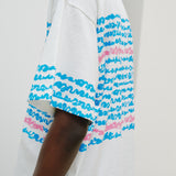 ¥【予約商品|8月末〜9月上旬お届け】アートボーダーTシャツ「blue brush - mm2025」marina