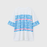 ¥【予約商品|8月末〜9月上旬お届け】アートボーダーTシャツ「blue brush - mm2025」marina
