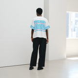 ¥【予約商品|8月末〜9月上旬お届け】アートボーダーTシャツ「blue brush - mm2025」marina