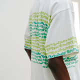 ¥【予約商品|8月末〜9月上旬お届け】アートボーダーTシャツ「green brush - mm2025」marina