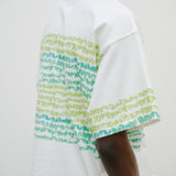 ¥【予約商品|8月末〜9月上旬お届け】アートボーダーTシャツ「green brush - mm2025」marina