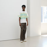 ¥【予約商品|8月末〜9月上旬お届け】アートボーダーTシャツ「green brush - mm2025」marina