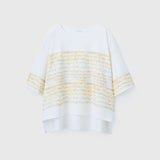 ¥【予約商品|8月末〜9月上旬お届け】アートボーダーチュニックTシャツ「kin - mm2024」marina