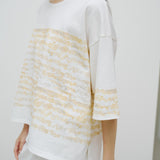 ¥【予約商品|8月末〜9月上旬お届け】アートボーダーチュニックTシャツ「kin - mm2024」marina