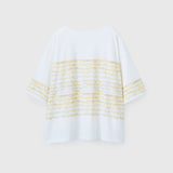 ¥【予約商品|8月末〜9月上旬お届け】アートボーダーチュニックTシャツ「kin - mm2024」marina