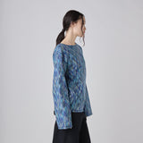 ¥【予約商品|9月下旬お届け】Color Stripe Boatneck Long-Sleeve Top (Art-Inspired)「夜景」Kaoru Iga