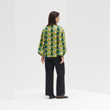 ¥【予約商品|9月下旬お届け】サテンボウタイブラウス「緑の風景」Kaoru Iga